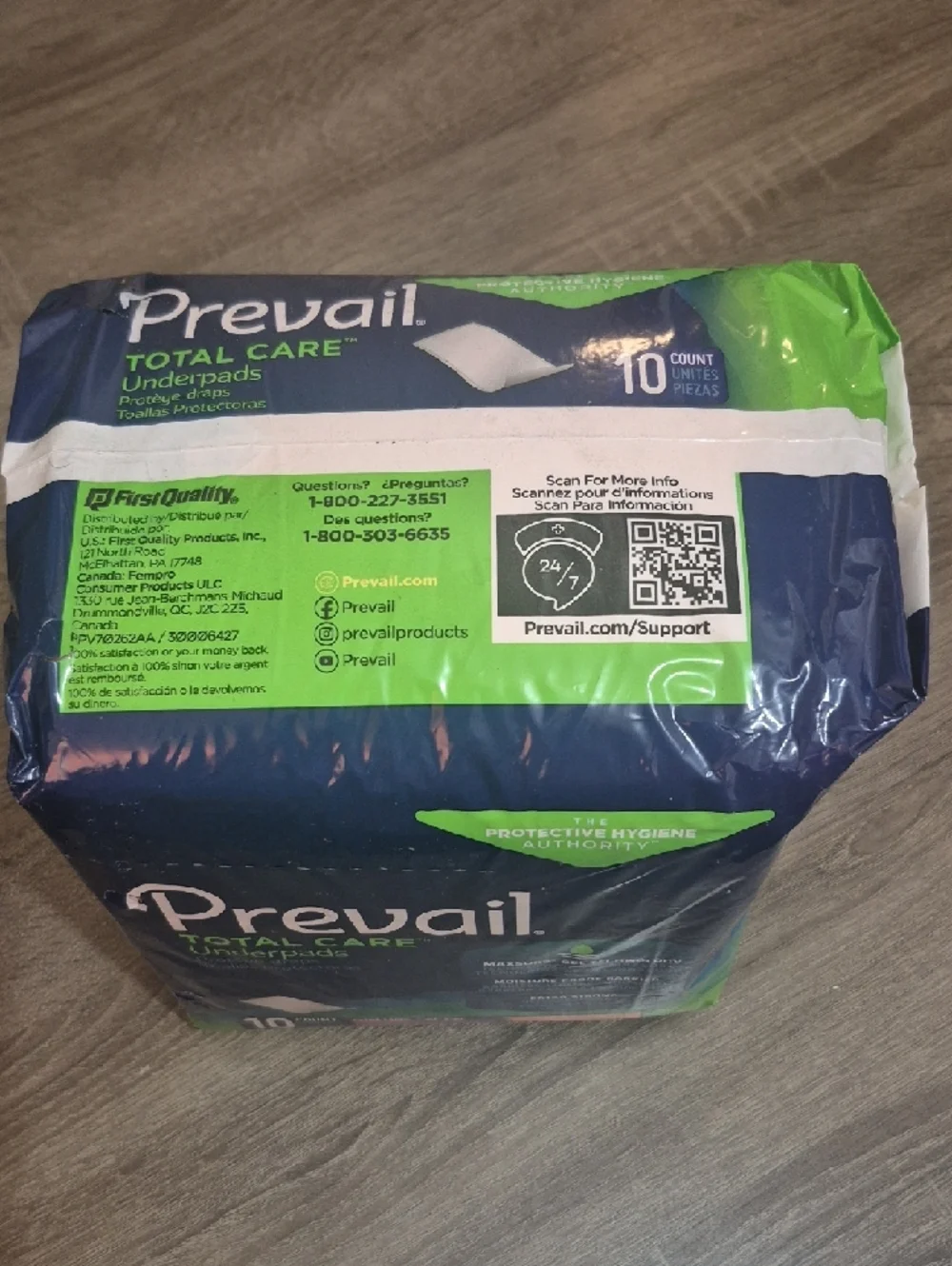 Prevail Total Care Underpads in Blue and Green - 10 Count 20 Dollars For Each